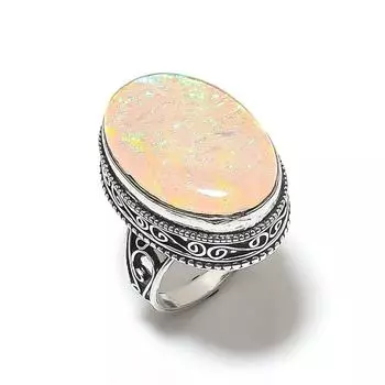 Кольцо из натурального оранжевого триплетного опала из стерлингового серебра 925 пробы, размер 11 q6z73