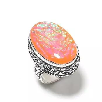 Кольцо из натурального оранжевого триплетного опала из стерлингового серебра 925 пробы, размер 8 J2j61