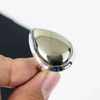 Кольцо из натурального пирита апачи, золотистое, регулируемое, из стерлингового серебра 925 пробы — подходит для размеров США от 6 до 11 — украшения ручной работы в стиле бохо для женщин и мужчин, подарки в стиле ватин Adjustable золотистый