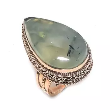 Кольцо из натурального пренита, медное, размер 7,5 d7M21