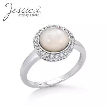 Кольцо из натурального пресноводного пресноводного жемчуга Mabe с камнем, рожденным в июне, из серебра 925 пробы