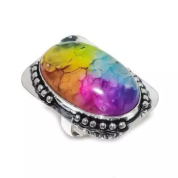 Кольцо из натурального радужного солнечного кварца 925 пробы, размер 7 Z1E44