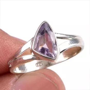 Кольцо из натурального розового аметиста с драгоценным камнем ручной работы из цельного серебра 925 пробы S.9 i3g21