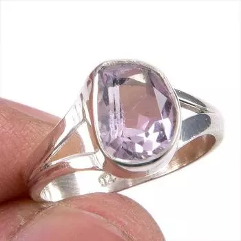 Кольцо из натурального розового аметиста с драгоценным камнем ручной работы из цельного серебра 925 пробы S.5.5 i0H70