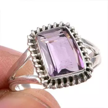 Кольцо из натурального розового аметиста с драгоценным камнем ручной работы из цельного серебра 925 пробы S.5.5 j5K89