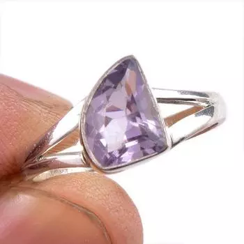Кольцо из натурального розового аметиста с драгоценным камнем ручной работы из цельного серебра 925 пробы S.8.5 Q5Y00