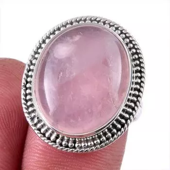 Кольцо из натурального розового кварца, стерлингового серебра 925 пробы, размер 7, g8t88