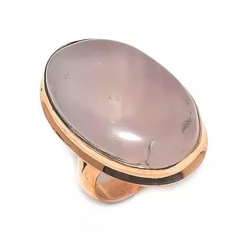 Кольцо из натурального розового кварца с драгоценным камнем ручной работы из меди, размер 8 p0w72