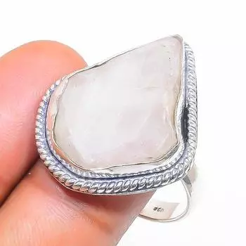 Кольцо из натурального розового кварца из стерлингового серебра 925 пробы, размер 10,5 S2R35