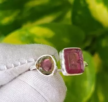 Кольцо из натурального розового необработанного арбузного турмалина из стерлингового серебра 925 пробы 8 шт., подарок от США, A 54 8 US