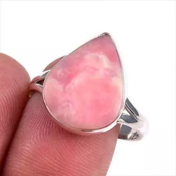 Кольцо из натурального розового опала, драгоценный камень, стерлинговое серебро 925 пробы, размер 10, w5f02