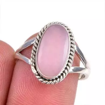 Кольцо из натурального розового опала, драгоценный камень, стерлинговое серебро 925 пробы, размер 7,5, ширина 8, высота 64 см