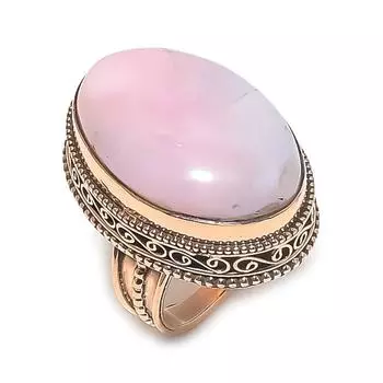 Кольцо из натурального розового опала с драгоценным камнем ручной работы из меди, размер 7,5 N7m49