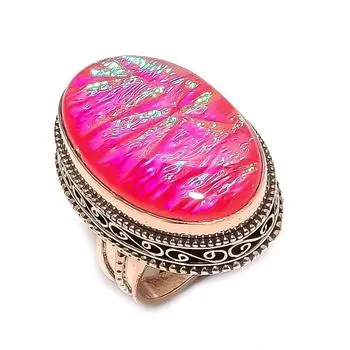 Кольцо из натурального розового триплетного опала с драгоценным камнем ручной работы из меди, размер 7 N7P57