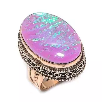 Кольцо из натурального розового триплетного опала с драгоценным камнем ручной работы из меди, размер 7 R4u41