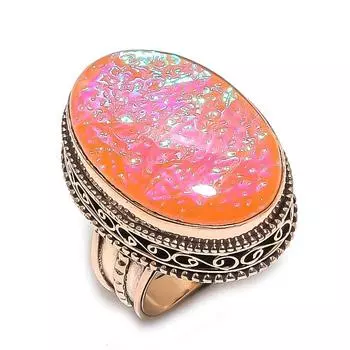 Кольцо из натурального розового триплетного опала с драгоценным камнем ручной работы из меди, размер 7,5 z1A90
