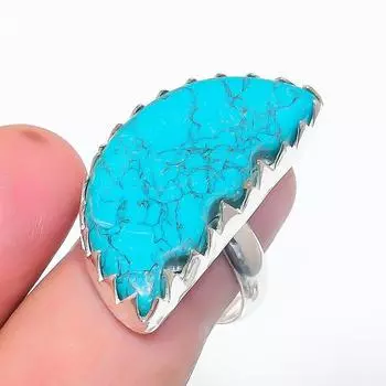 Кольцо из натурального серебра 925 пробы с бирюзой Санта-Роза, размер 8, p0m90