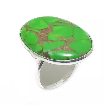 Кольцо из натурального серебра 925 пробы с бирюзовым оттенком и медью, размер 8,5 w3b05