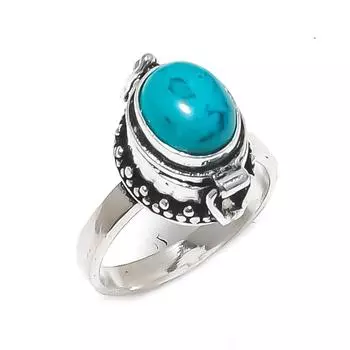 Кольцо из натурального серебра 925 пробы с бирюзой Санта-Роза, размер 8,5 г1K94