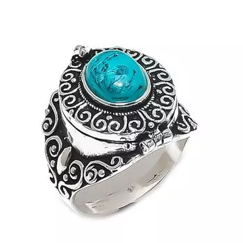 Кольцо из натурального серебра 925 пробы с бирюзой Санта-Роза, размер 9,5 O3P17