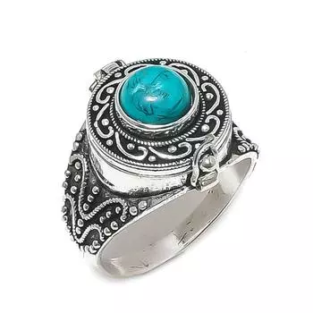 Кольцо из натурального серебра 925 пробы с бирюзой Санта-Роза, размер 14 r1b68