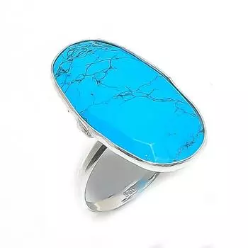 Кольцо из натурального серебра 925 пробы с бирюзой Санта-Роза, размер 8,5 W9s45