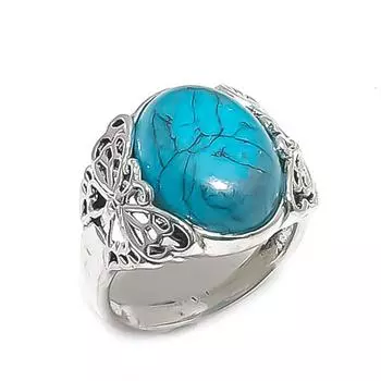 Кольцо из натурального серебра 925 пробы с бирюзой Санта-Роза, размер 7 Z8S38