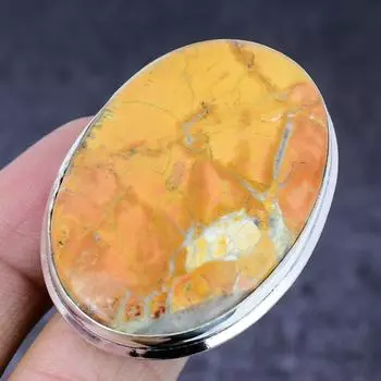 Кольцо из натурального серебра 925 пробы с натуральным драгоценным камнем малинга яшма, размер 7,5 k2J09