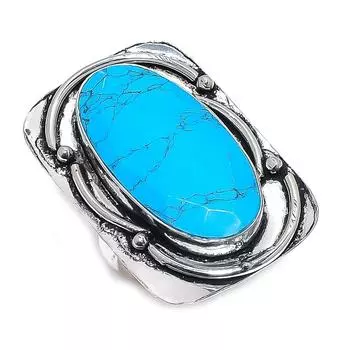 Кольцо из натурального серебра 925 пробы с бирюзой Санта-Роза, размер 10, p2Q75