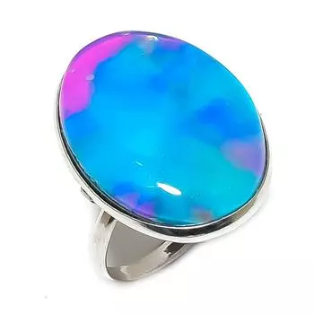 Кольцо из натурального синего триплетного опала из стерлингового серебра 925 пробы, размер 7,5 a4U01