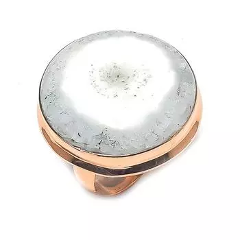 Кольцо из натурального солнечного кварца с драгоценным камнем ручной работы из меди, размер 9 v3f99