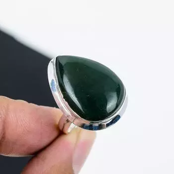 Кольцо из натурального зеленого авантюрина, регулируемое, из стерлингового серебра 925 пробы — подходит для размеров США от 6 до 11 — украшения ручной работы в стиле бохо для женщин и мужчин, подарки на день рождения Adjustable зелёный
