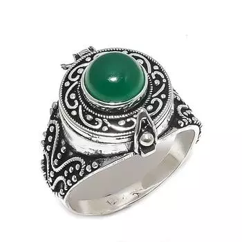 Кольцо из натурального зеленого оникса, стерлингового серебра 925 пробы, размер 14 Q0k19