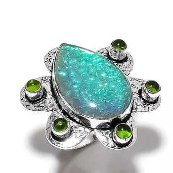 Кольцо из натурального зеленого триплетного опала, драгоценного камня перидота из стерлингового серебра 925 пробы, размер 9 z9y76