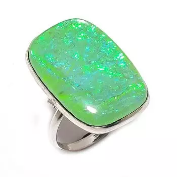 Кольцо из натурального зеленого триплетного опала из стерлингового серебра 925 пробы, размер 7,5 N3k17