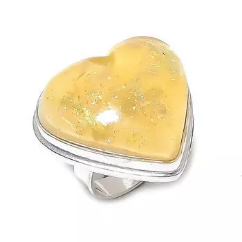 Кольцо из натурального желтого триплетного опала из стерлингового серебра 925 пробы, размер 7 Z4r32