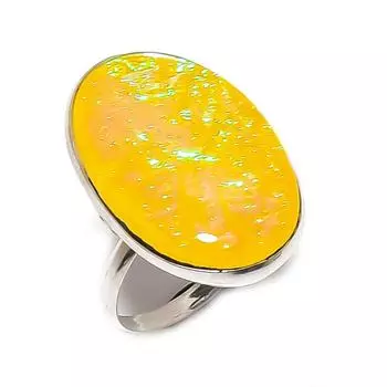 Кольцо из натурального желтого триплетного опала из стерлингового серебра 925 пробы, размер 7 q6I60