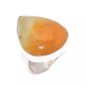 Кольцо из натурального золотого рутила с драгоценным камнем ручной работы из меди, размер 8,5 f4f36