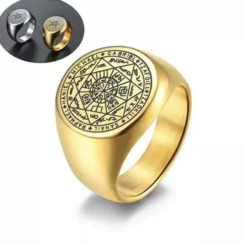 Кольцо из нержавеющей стали для мужчин Mystery Star Rune Boys Jewelry Gift 7# серебряный