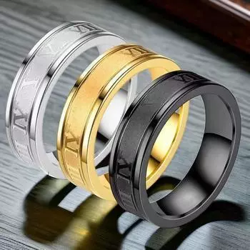 Кольцо из нержавеющей стали с римскими цифрами 6 мм - модный унисекс браслет из титановой стали Size 12