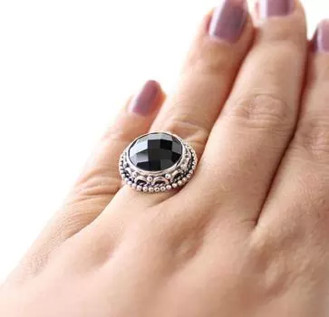 Кольцо из оникса - Кольцо-барашек - Кольцо-багет - Минималистичное кольцо - Кольцо-печатка - Повседневное кольцо - Составное кольцо - КОЛЬЦО ПАЛЬМЕРА 5 us чёрный