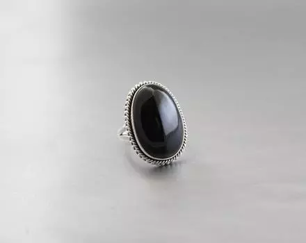 Кольцо из оникса - Кольцо-барашек - Кольцо-багет - Минималистичное кольцо - Кольцо-печатка - Повседневное кольцо - Составное кольцо - КОЛЬЦО ПАЛЬМЕРА 5 Us чёрный