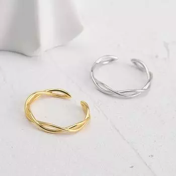 Кольцо из переплетенного серебра S925 пробы с открытым плетением, модное волнообразное кольцо из стерлингового серебра Ins Style, индивидуальный дизайн, персонализированные серебряные ювелирные изделия Opening is adjustable