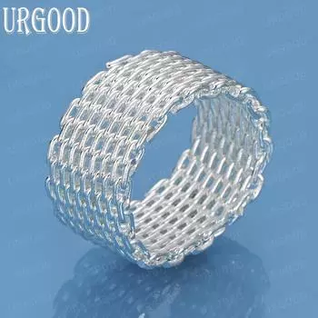 Кольцо из переплетенной сетки из стерлингового серебра 925 пробы, модное украшение в виде подвески для свадьбы 7#