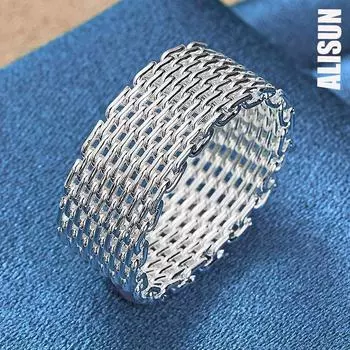Кольцо из переплетенной сетки из стерлингового серебра 925 пробы, модные свадебные украшения 6#