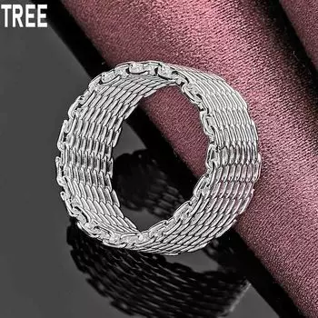 Кольцо из переплетенной сетки из стерлингового серебра 925 пробы, изысканное очарование, модные свадебные украшения 7#