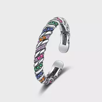 Кольцо из персонализированного цветного полосатого серебра S925 пробы, простое женское кольцо из тайского серебра в стиле ретро