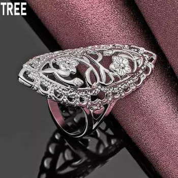 Кольцо из полого серебра 925 пробы с резьбой, изысканное очарование, модные свадебные украшения 6#