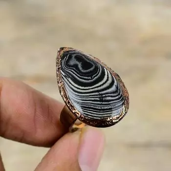 Кольцо из псиломелана, медное кольцо, полученное электроформованием, регулируемые кольца, ювелирные изделия ручной работы, очень красивое кольцо с драгоценным камнем, ювелирные изделия, изготовленные методом гальванопластики, подарок на помолвку