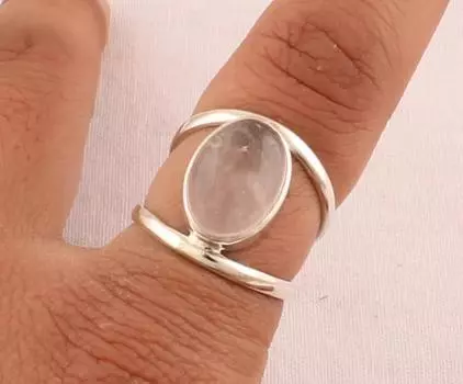 Кольцо из розового кварца, кольцо с овальным кабошоном, кольцо из стерлингового серебра 925 пробы с камнем, кольцо с драгоценным камнем, кольцо для женщин, серебряные украшения 6